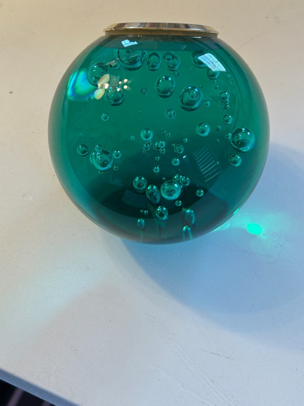 Vintage Staeger Paperweight Clock Green Glass Heavy - Picture 2 of 5